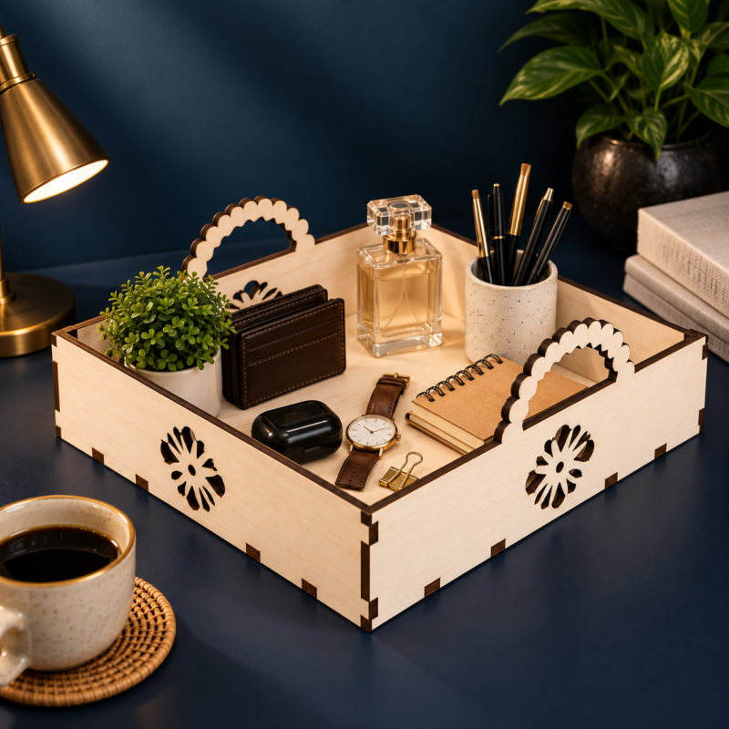 Multipurpose Organizer Tray with Decorative Cutwork