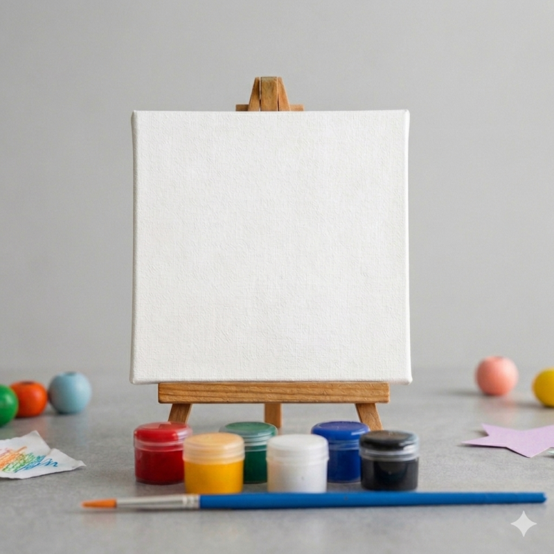 DIY Mini Artist Canvas & Wooden Easel Painting Kit