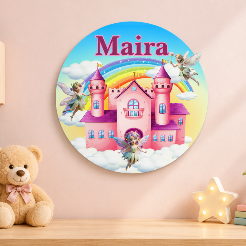 Personalized Fairy Castle MDF DIY Name Plate Kit for Kids