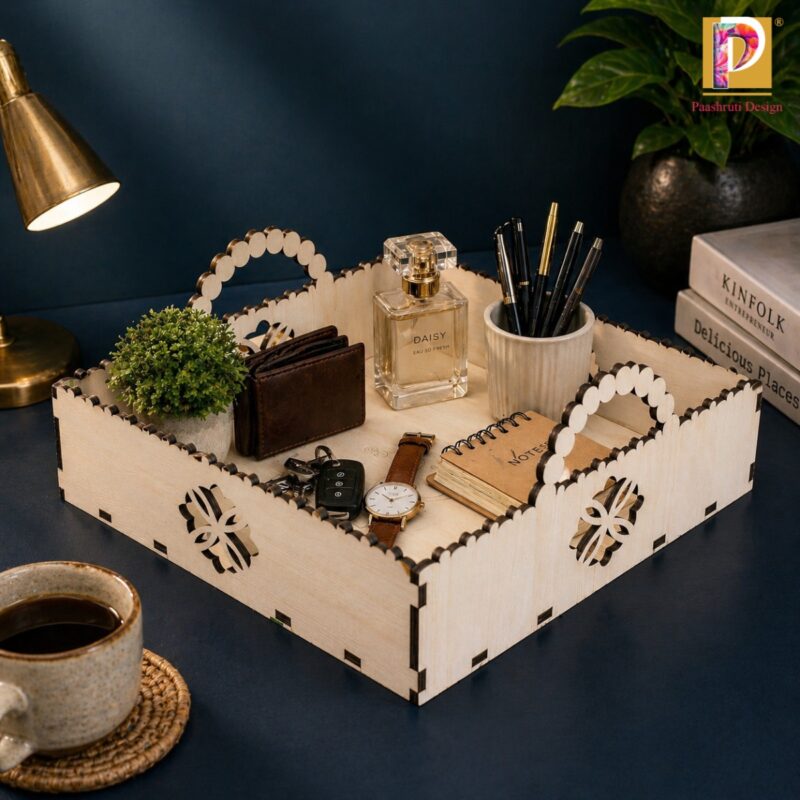 Multipurpose Organizer Tray with Decorative Cutwork