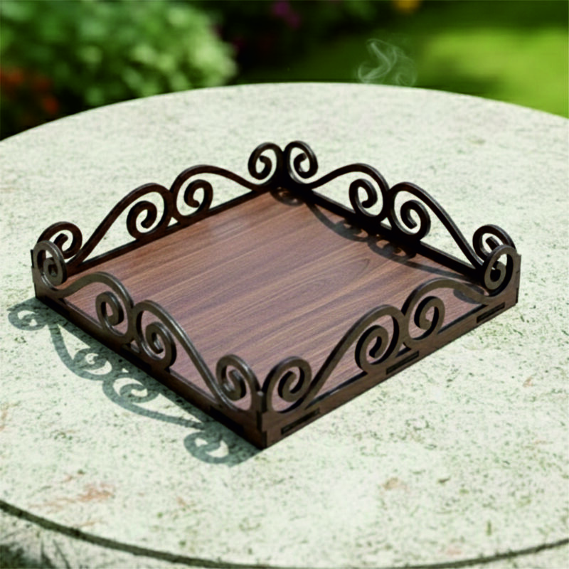 Elegant Scroll Edge Serving Tray