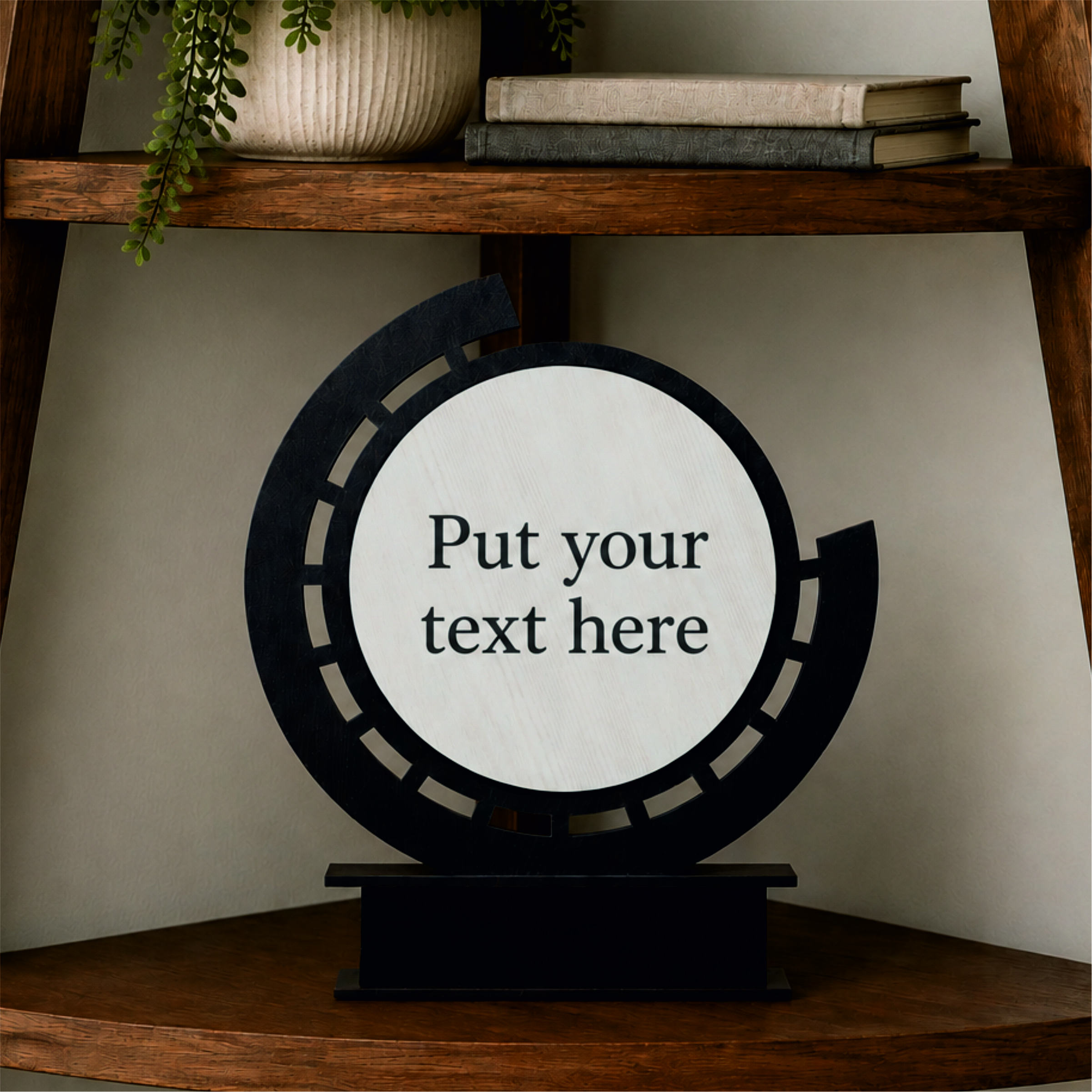 Modern Circular MDF Wooden Award Trophy with Base Stand