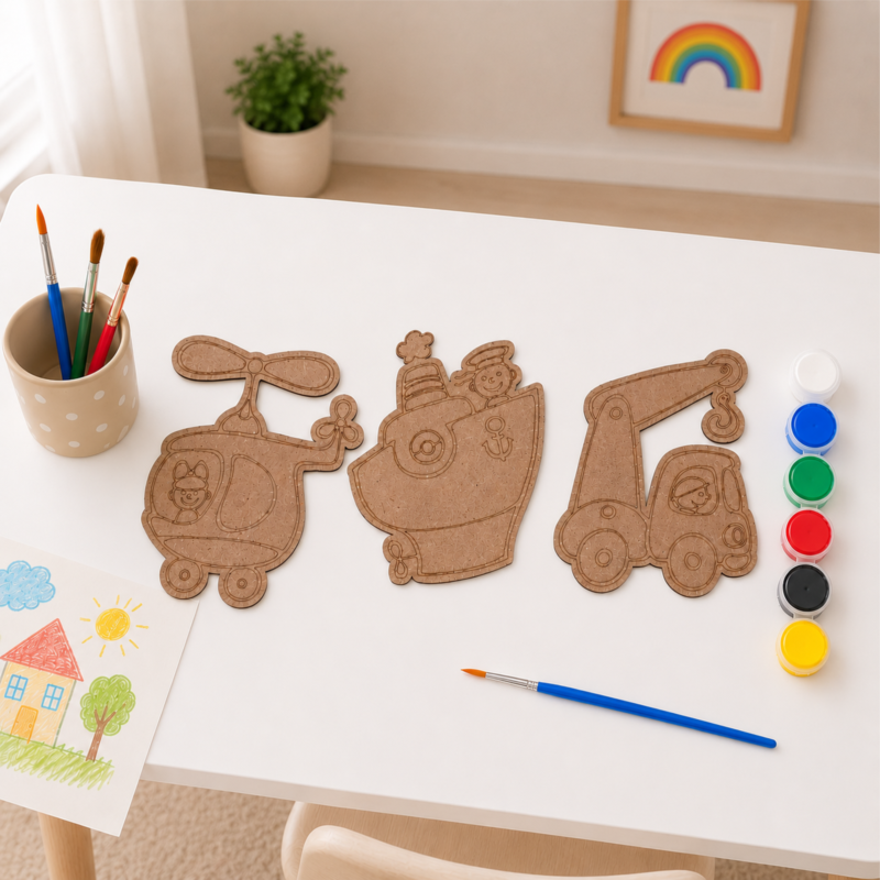DIY MDF Transportation Vehicles Painting Kit