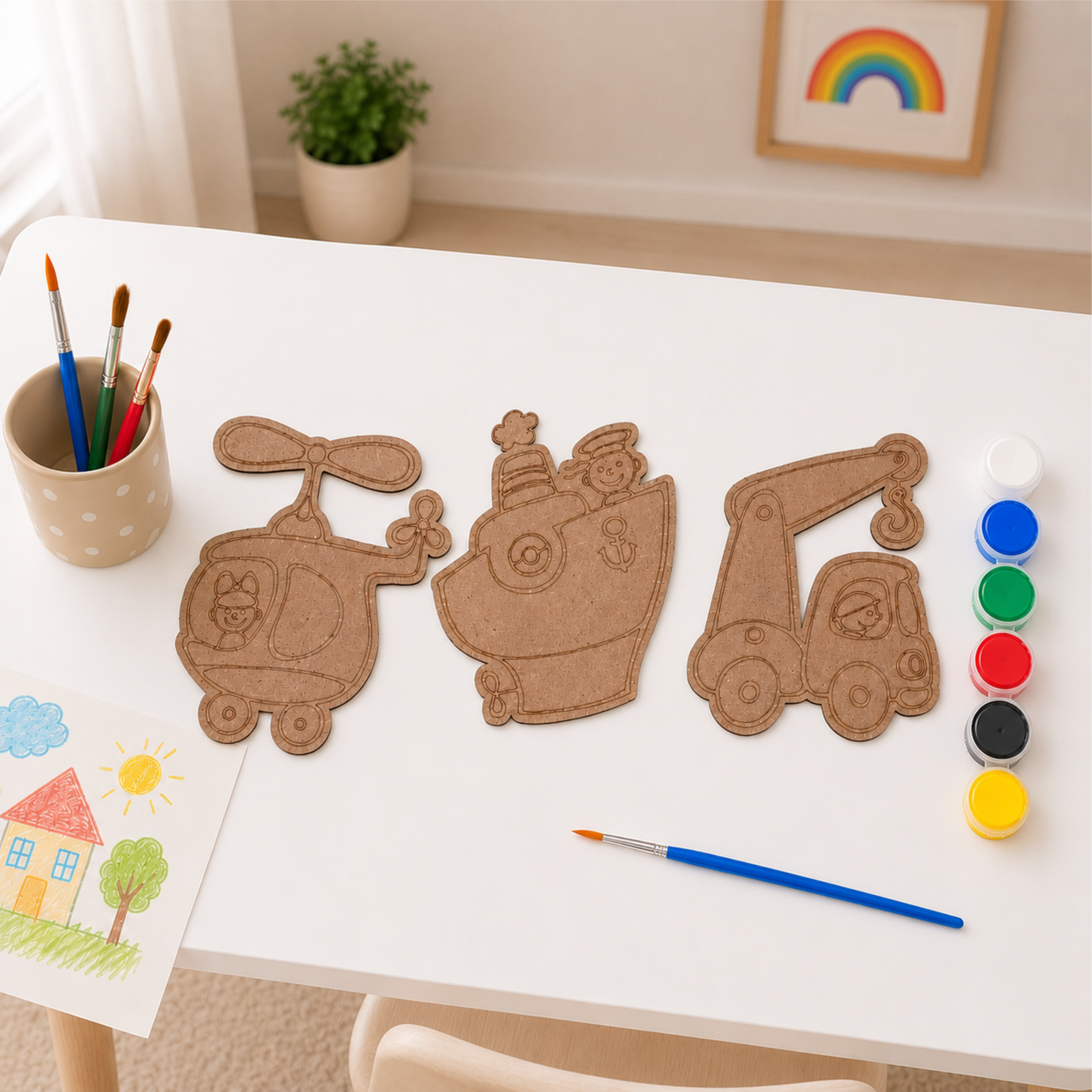 DIY MDF Transportation Vehicles Painting Kit