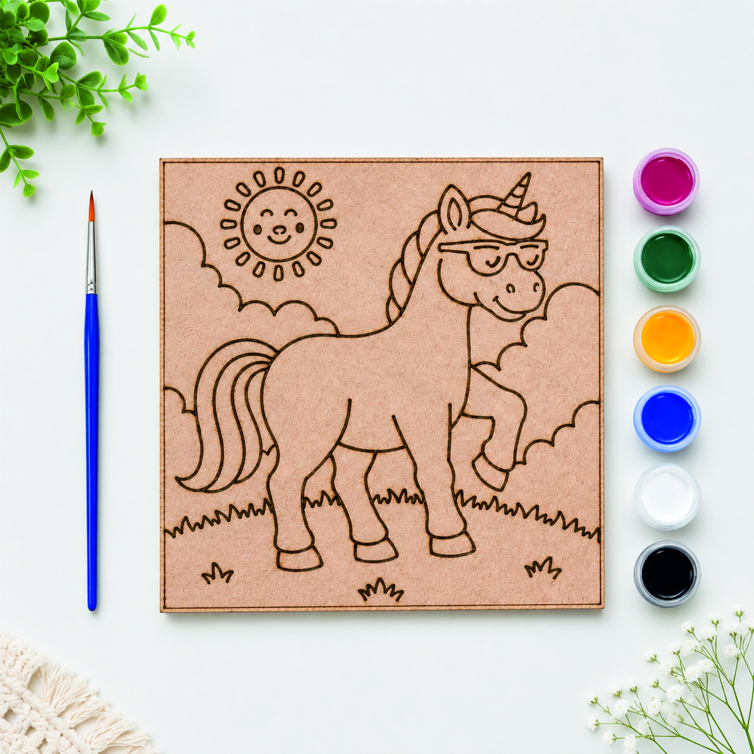 DIY Cool Unicorn MDF Painting Kit