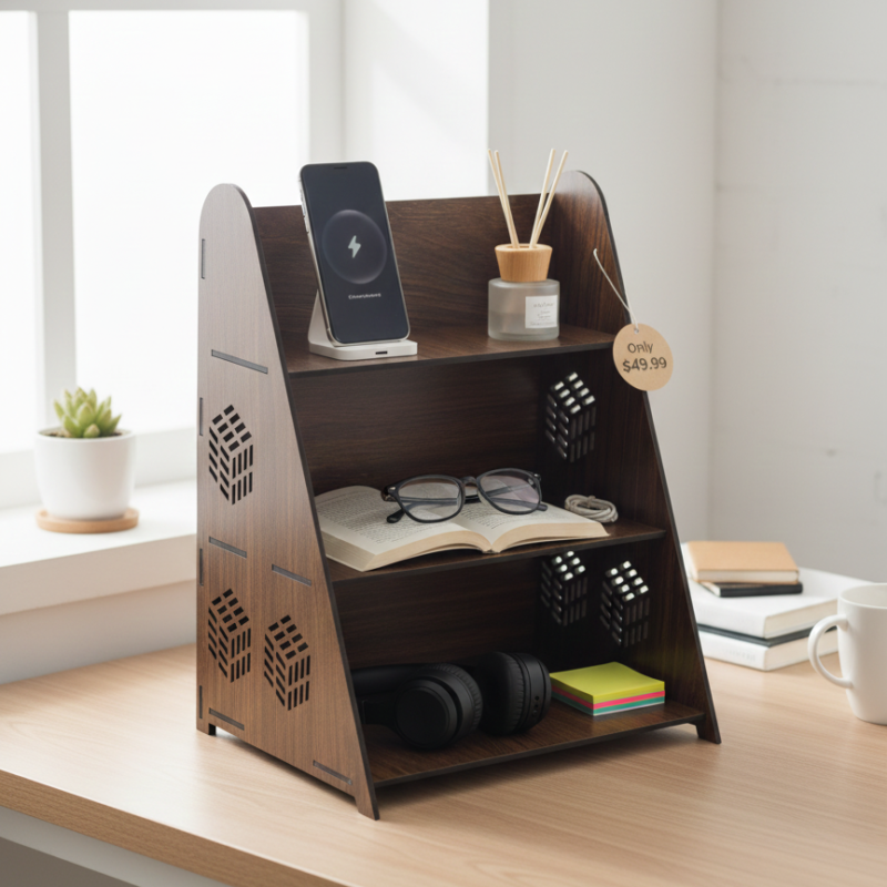 MDF Desktop Organizer & Display Shelf