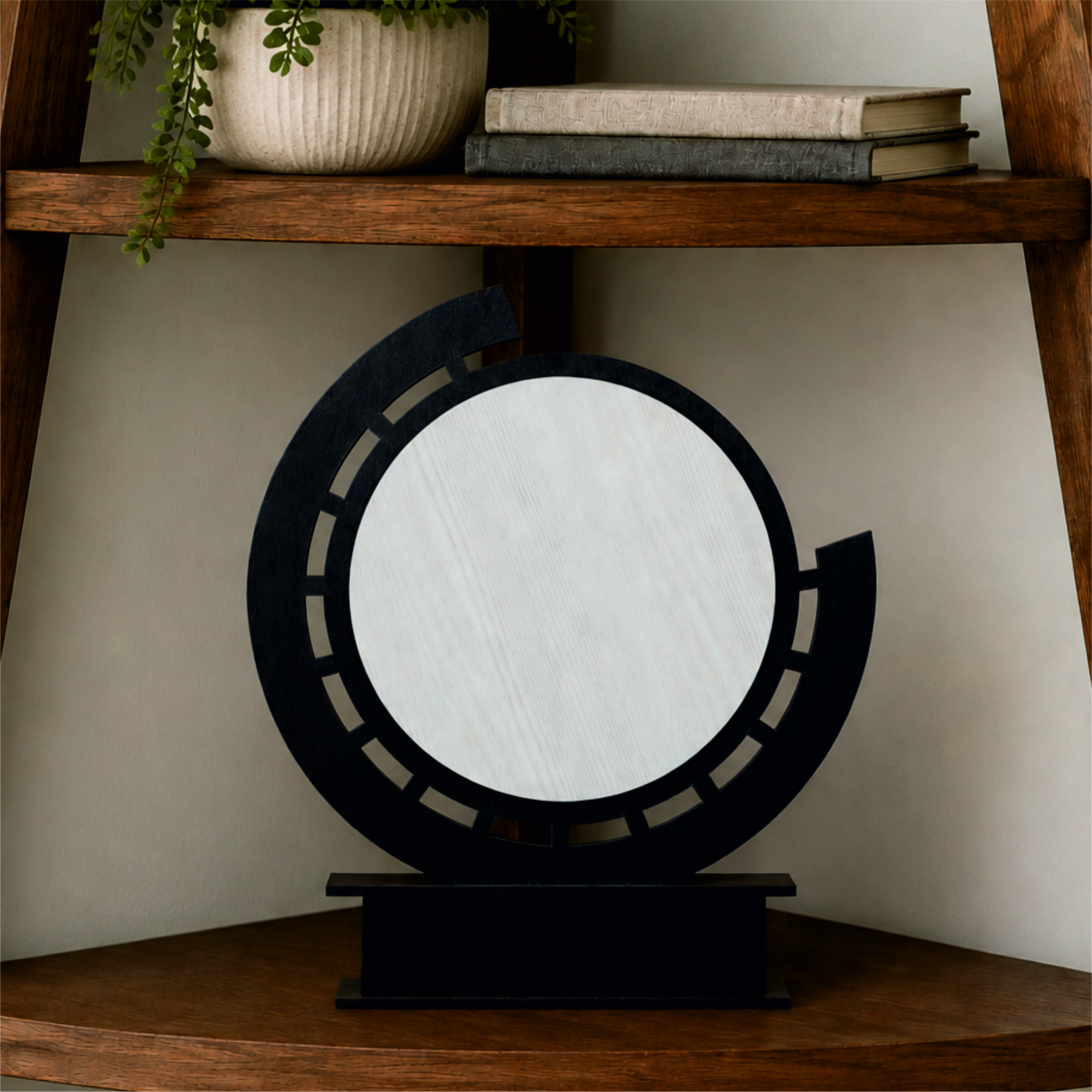 Modern Circular MDF Wooden Award Trophy with Base Stand