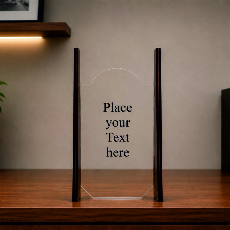 Modern MDF & Acrylic Premium Trophy Award – Elegant Wooden Frame Recognition Plaque