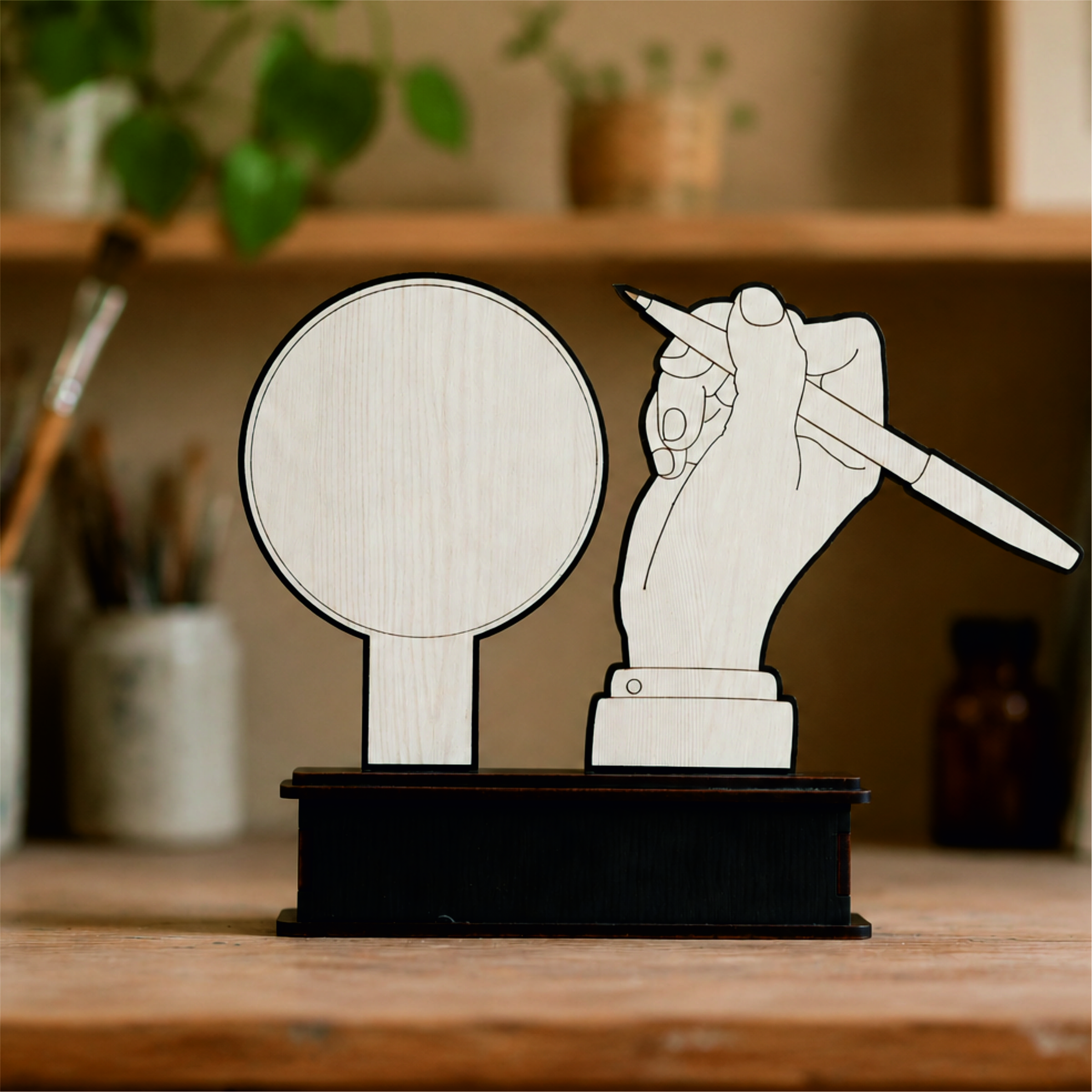 Elegant MDF Writing Hand Trophy – Creative Recognition Award