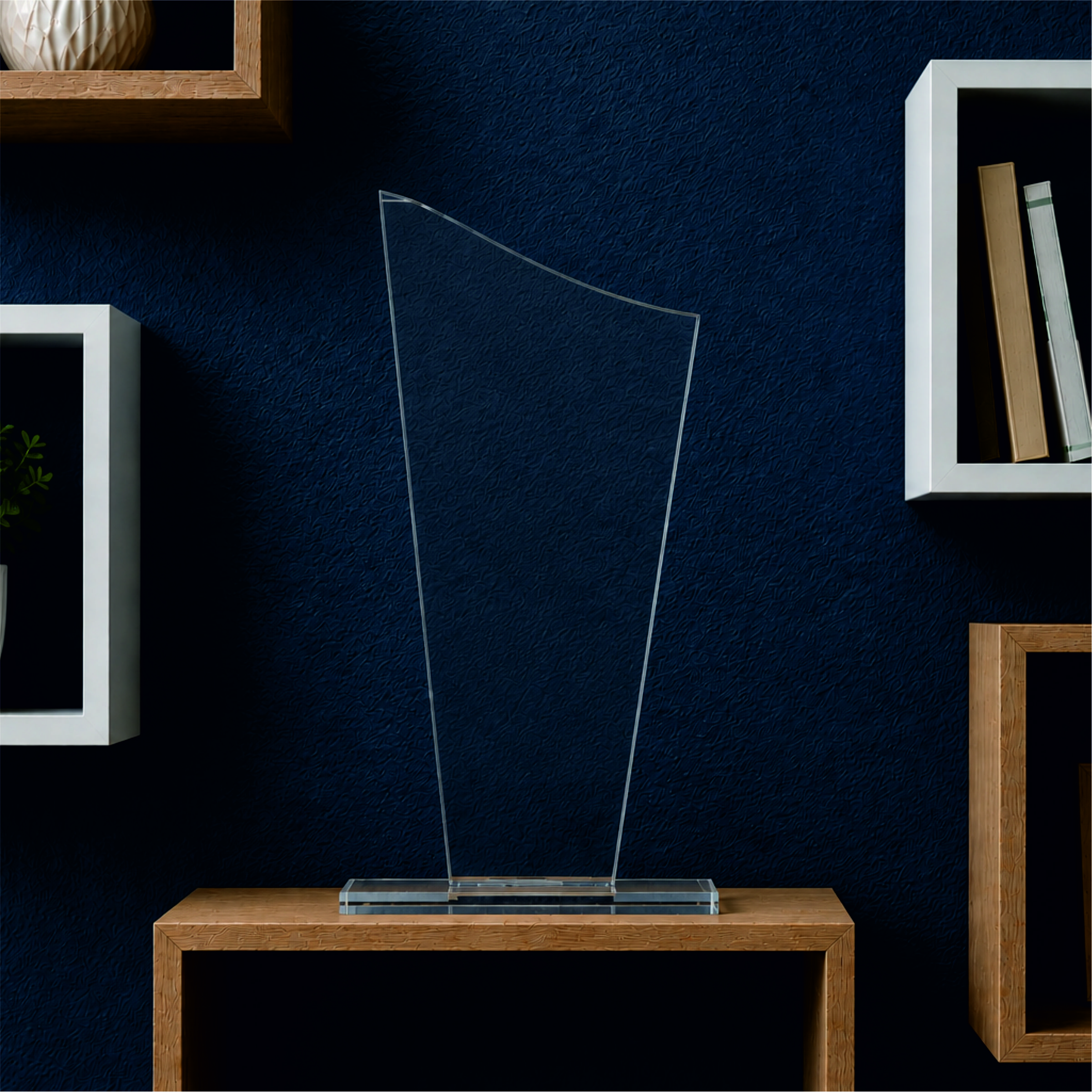 Elegant Clear Acrylic Trophy Award – Modern Freestanding Recognition Plaque