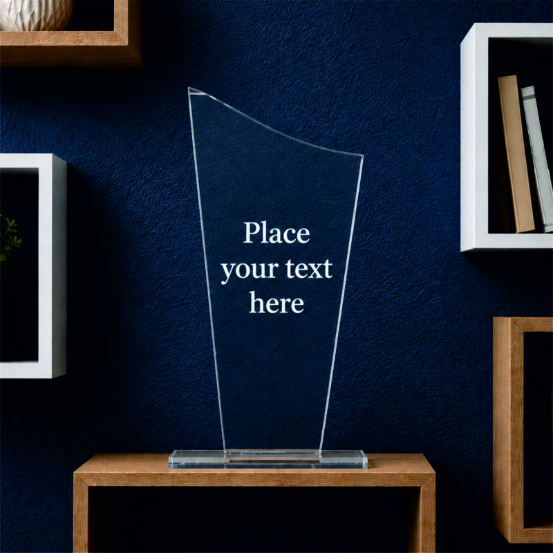 Elegant Clear Acrylic Trophy Award – Modern Freestanding Recognition Plaque