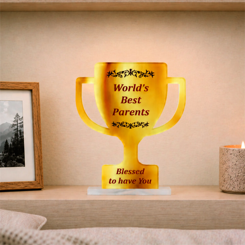 Acrylic Trophy – “World’s Best Parents” Award Plaque