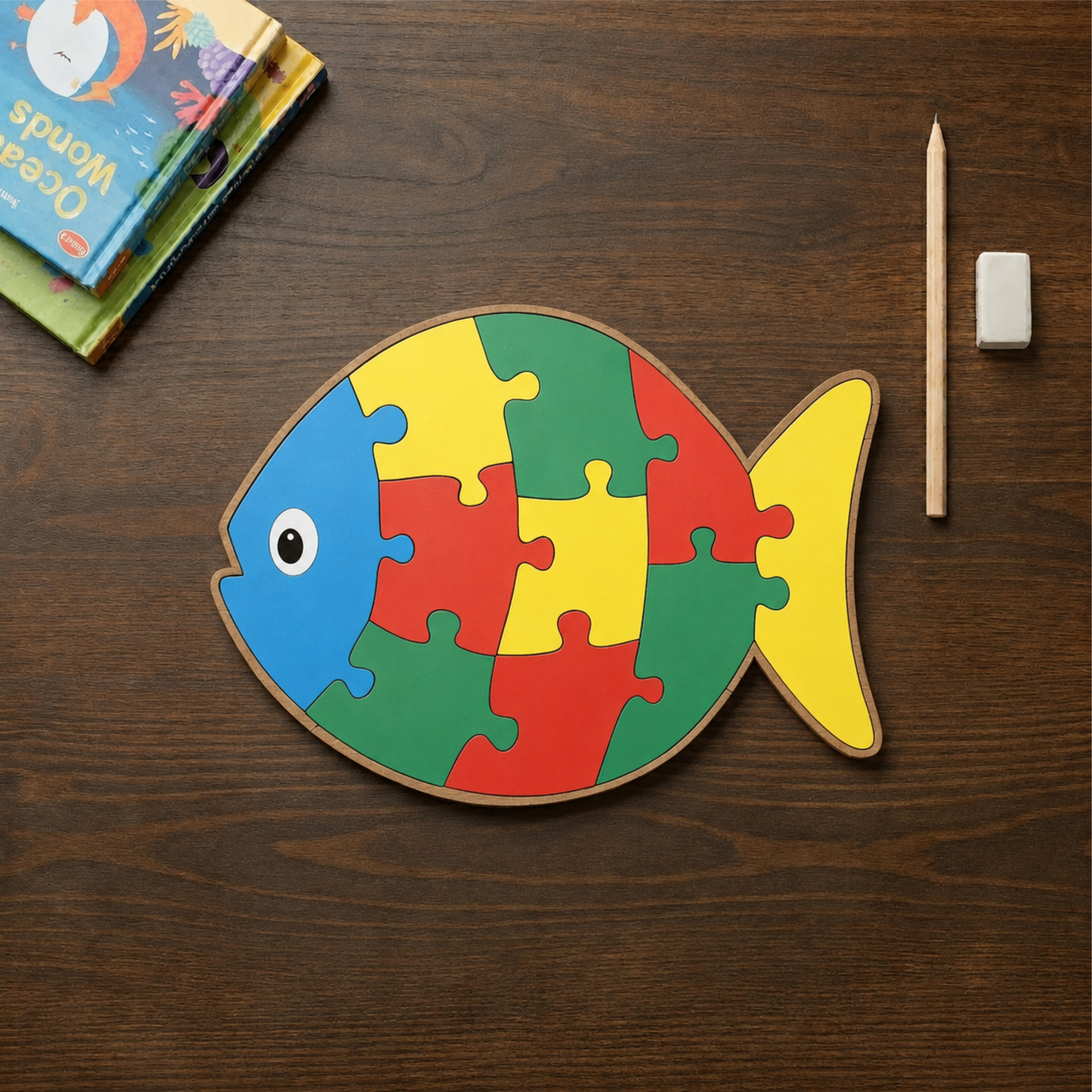 MDF Fish Puzzle Painting Kit for Kids