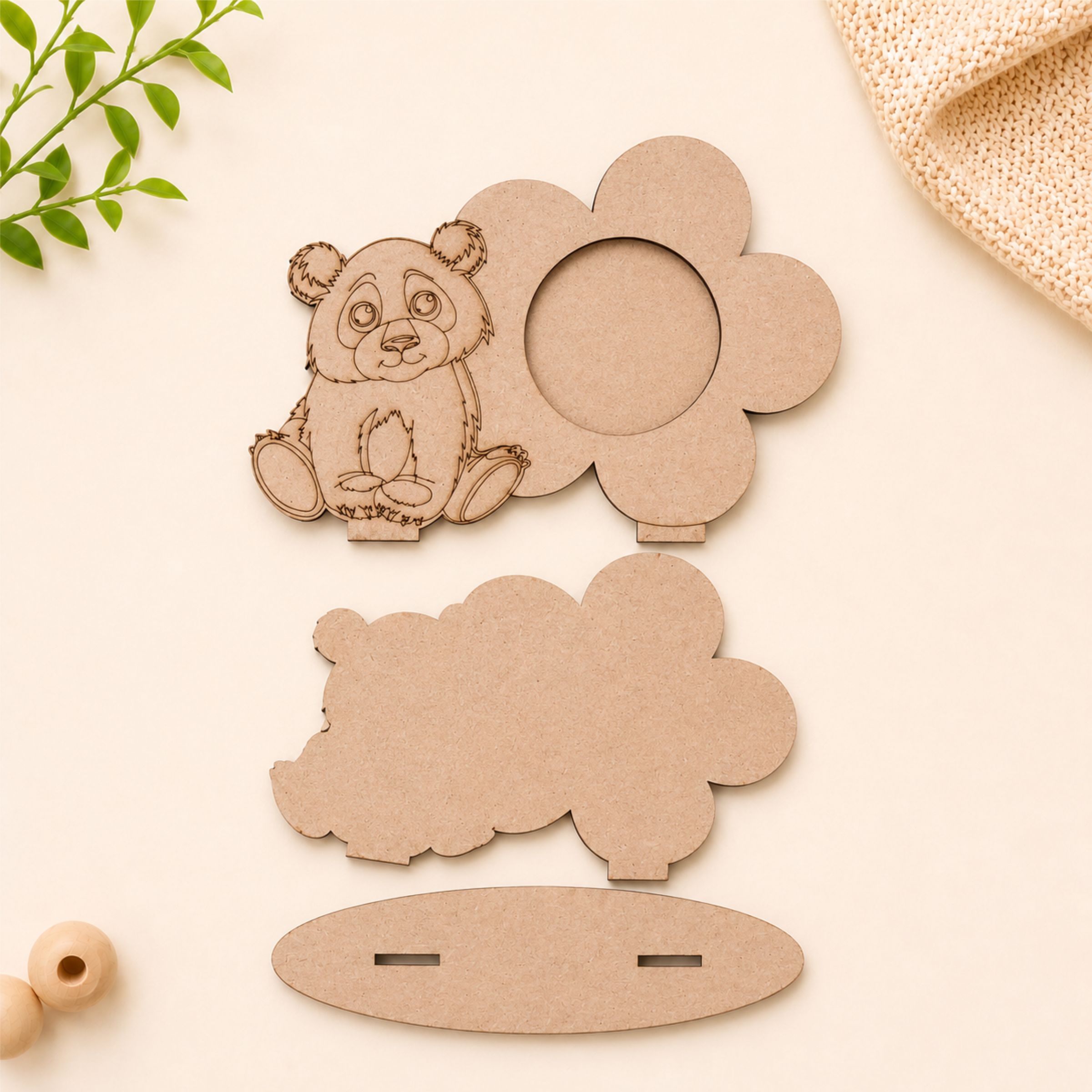 DIY MDF Panda & Flower Photo Frame Painting Kit for Kids | Creative Art & Craft Decor Set