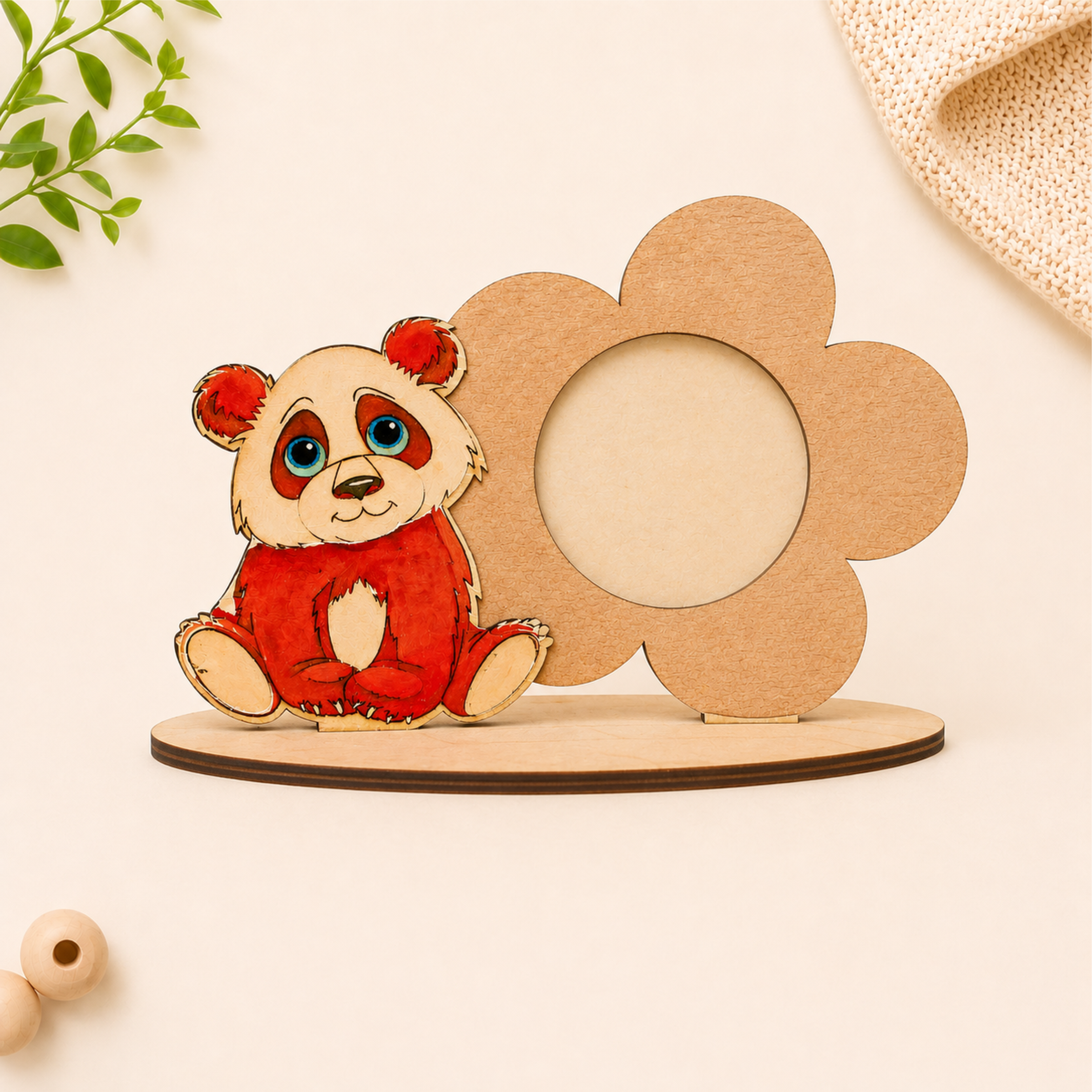 DIY MDF Panda & Flower Photo Frame Painting Kit for Kids | Creative Art & Craft Decor Set