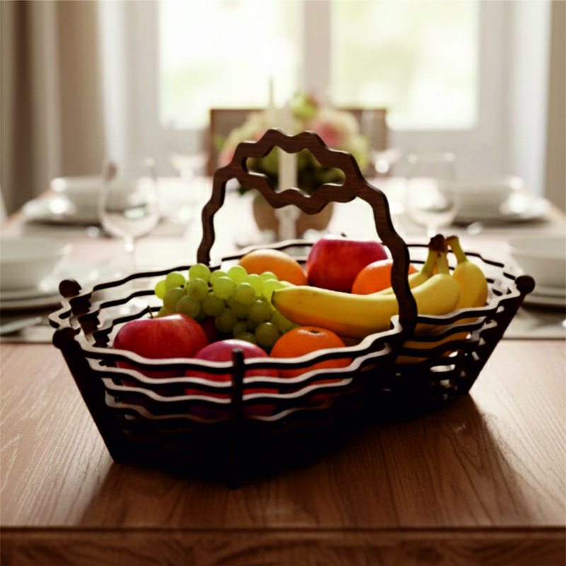 Elegant MDF Decorative Basket with Handle