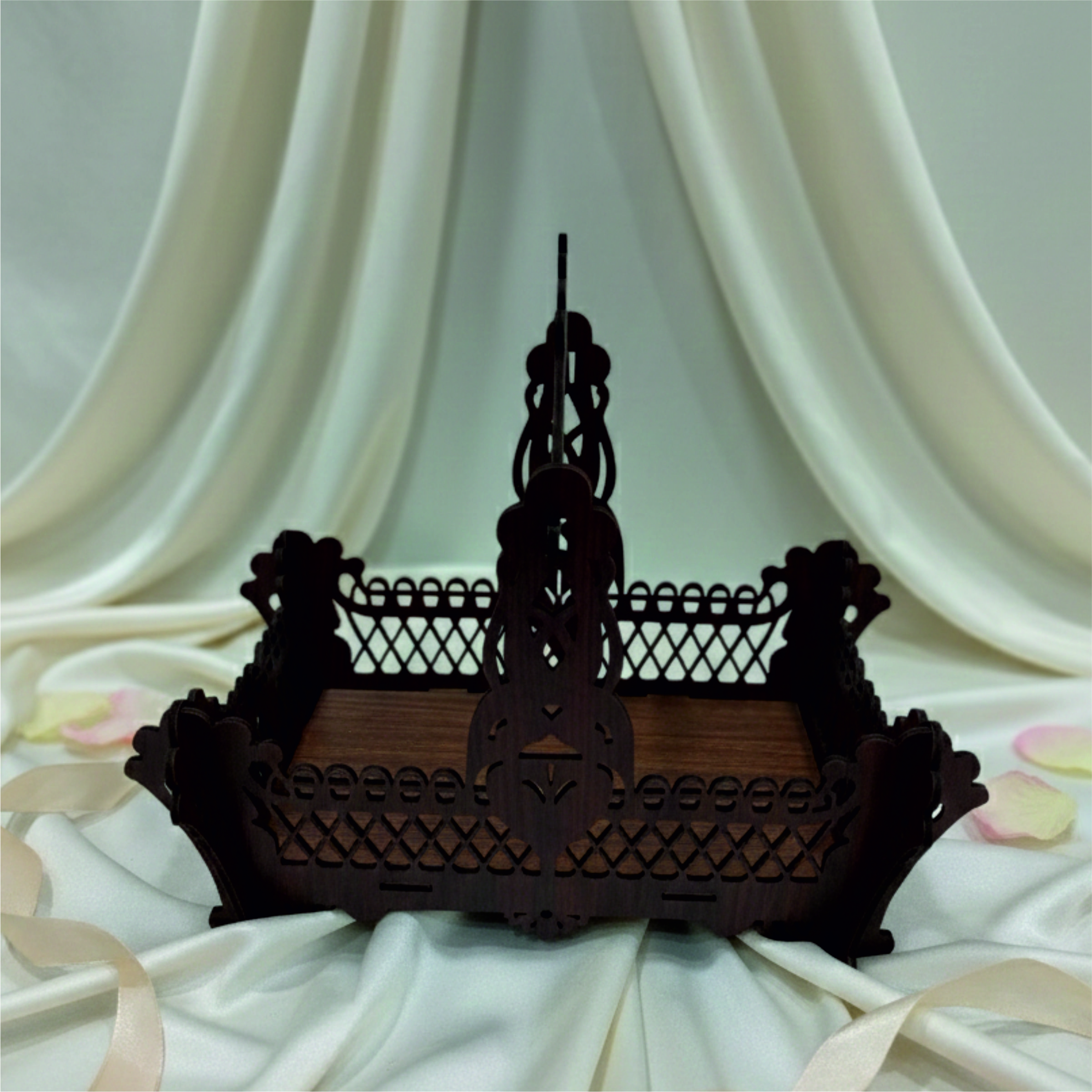 Elegant MDF Decorative Basket Tray with Intricate Laser-Cut Design