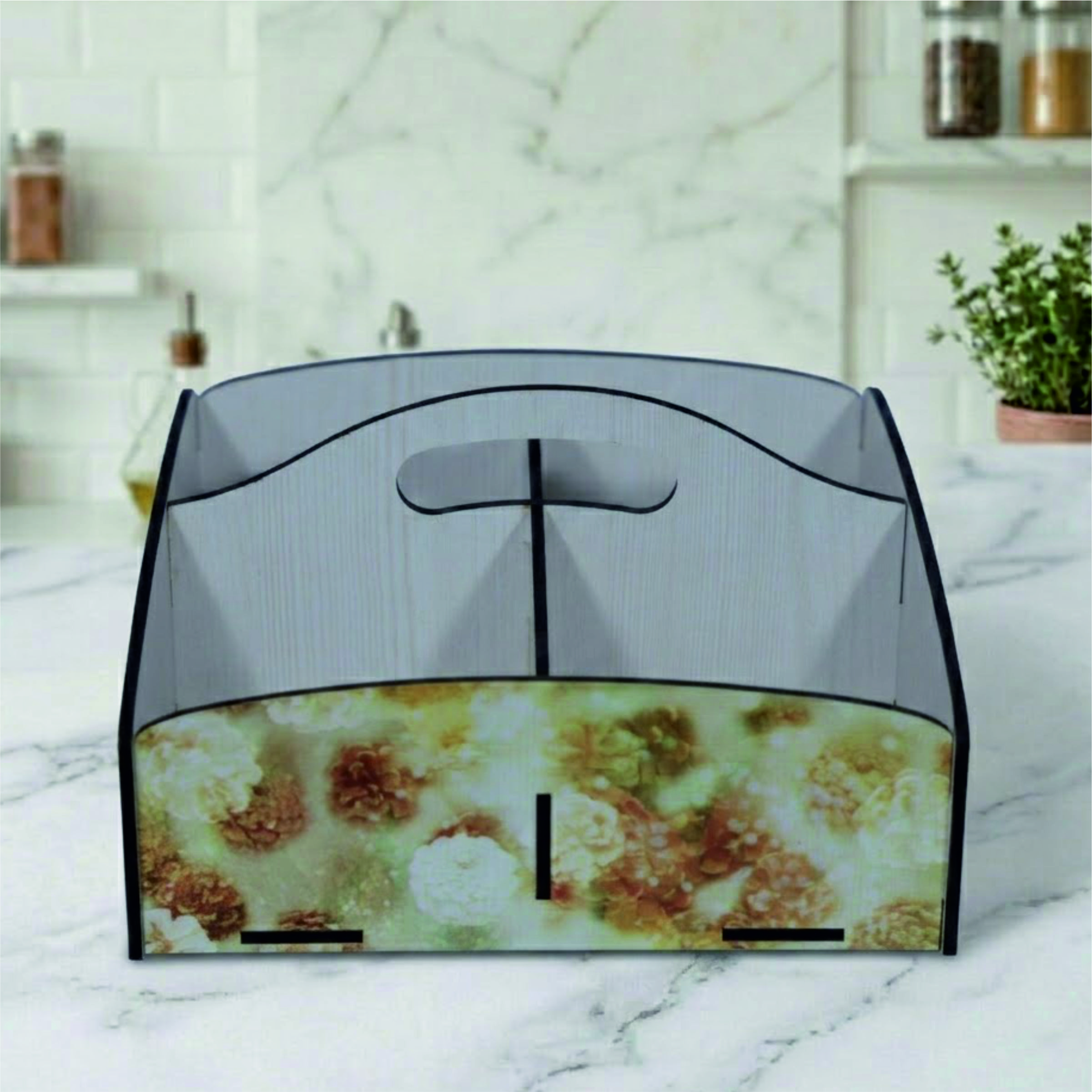 Elegant MDF Multipurpose Storage Basket with Handle