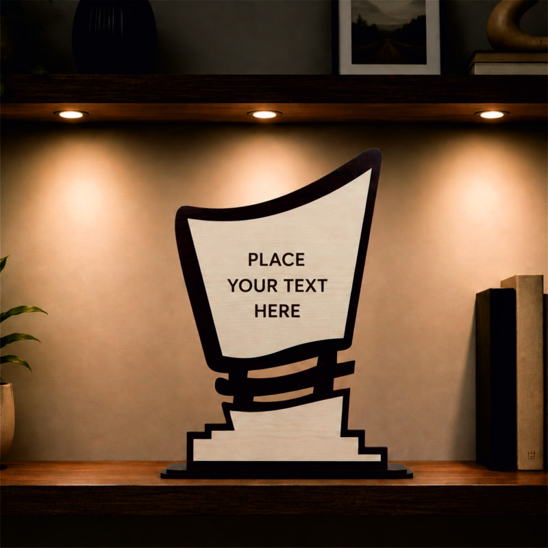 Elegant MDF Trophy – Modern Curved Design