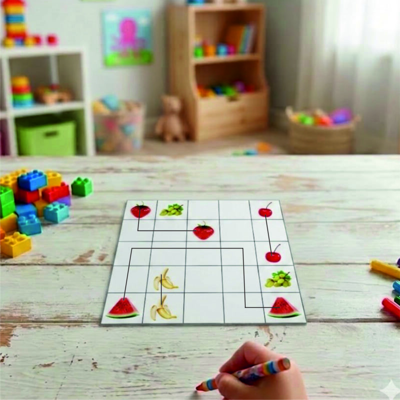 Match & Connect MDF Puzzle Board Game for Kids | Reusable Brain Teaser Learning Activity