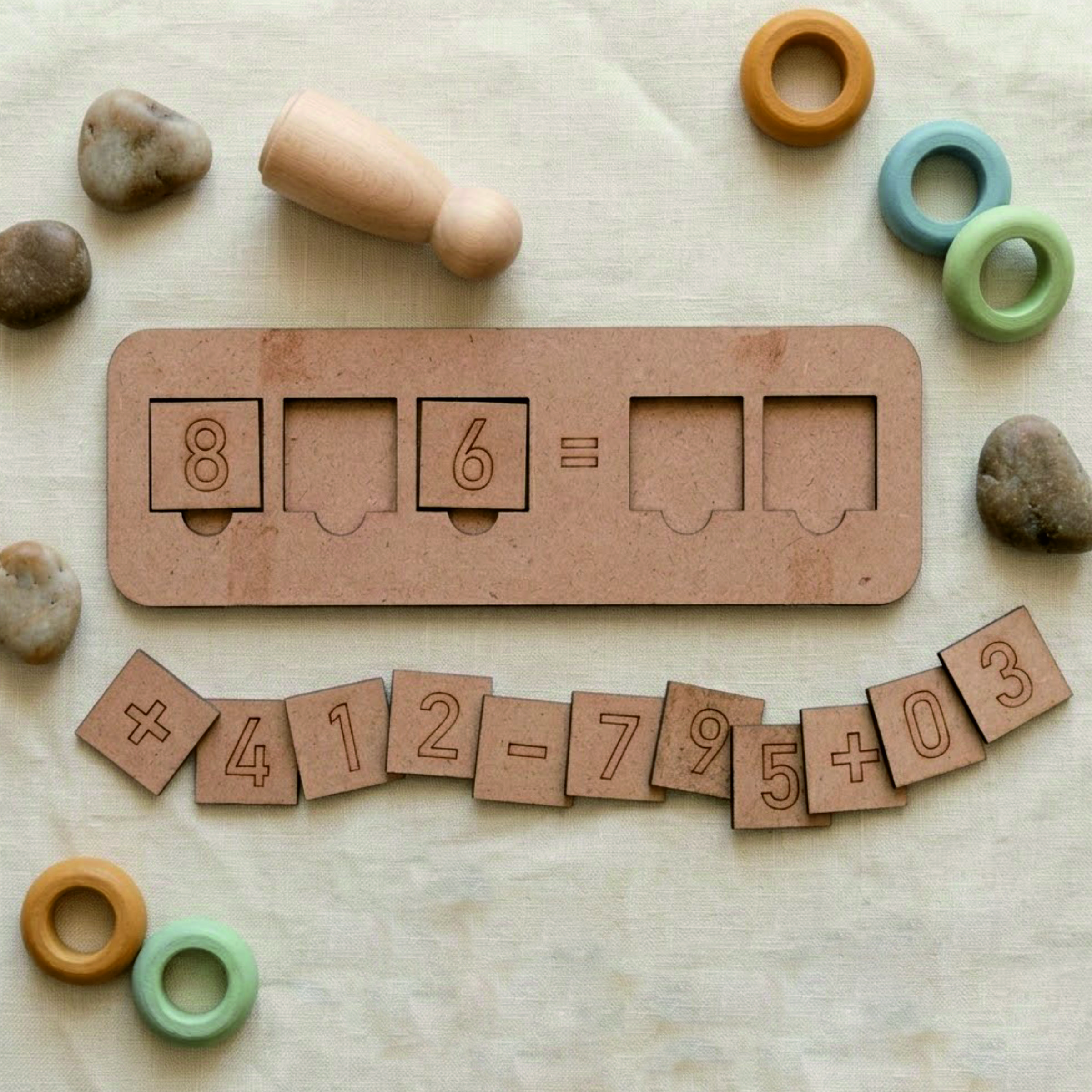 MDF Wooden Math Learning Puzzle Board for Kids – Number & Equation Matching Game